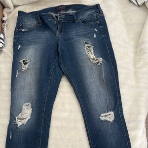 Torrid Dark Blue Distressed Skinny Jeans